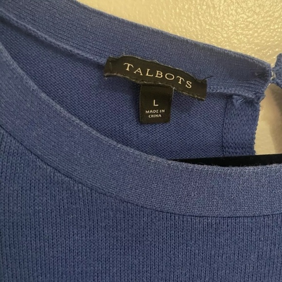 Talbots Blue Minimalist Tunic Blouse L Long Sleeve Relaxed Fit Workwear Classic - Picture 3 of 6